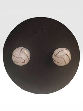 Round Silver Volleyball Stud Earrings